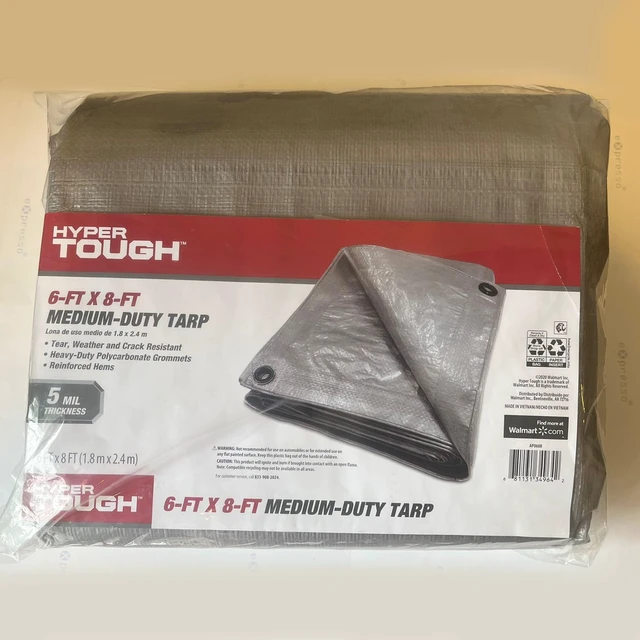 Alt view image 6 of 7 - Hyper Tough Medium Duty Polyethylene Tarp, Weather Resistant, 6 ft x 8 ft