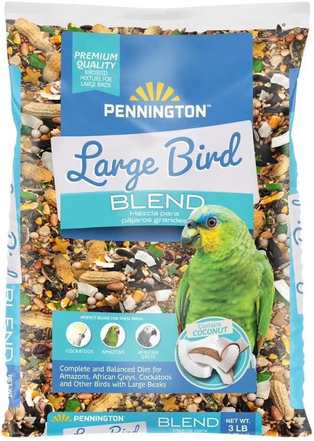 Alt view image 2 of 7 - (2 pack) Pennington Large Bird Everyday Blend Bird Food for Parrots, Cockatoos; 3 lb. Bag