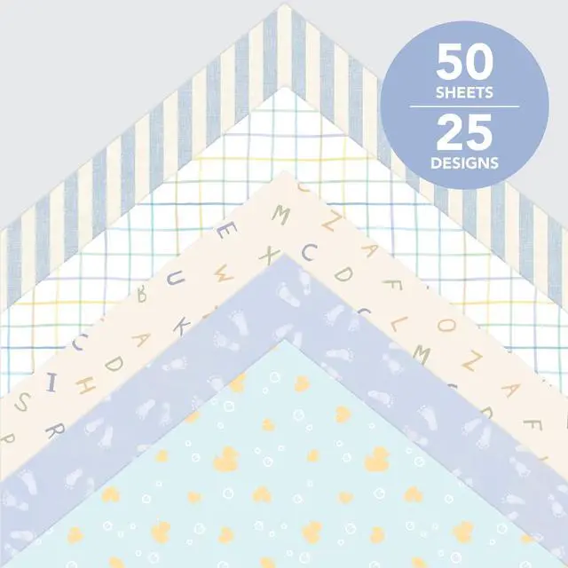 Alt view image 5 of 7 - Roobee by Mara Mi Baby Boy Blue Scrapbook Paper Pad, 12"x12" 50 Sheets, 25 Designs