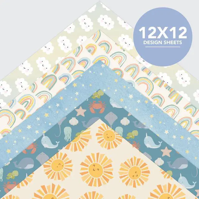 Alt view image 3 of 7 - Roobee by Mara Mi Baby Boy Blue Scrapbook Paper Pad, 12"x12" 50 Sheets, 25 Designs