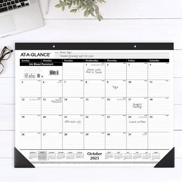 Alt view image 4 of 6 - AT-A-GLANCE 2026 Monthly Desk Pad Calendar, 21.75" x 17"