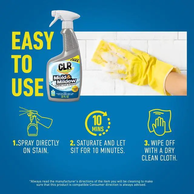 Alt view image 3 of 6 - CLR Mold & Mildew Foaming Stain Remover Spray, Bleach-Free Fragrance Free Cleaner, 32 fl oz