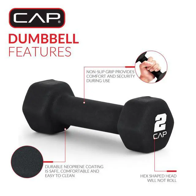 Alt view image 5 of 6 - CAP, 2lb Neoprene Dumbbell, Black, Single