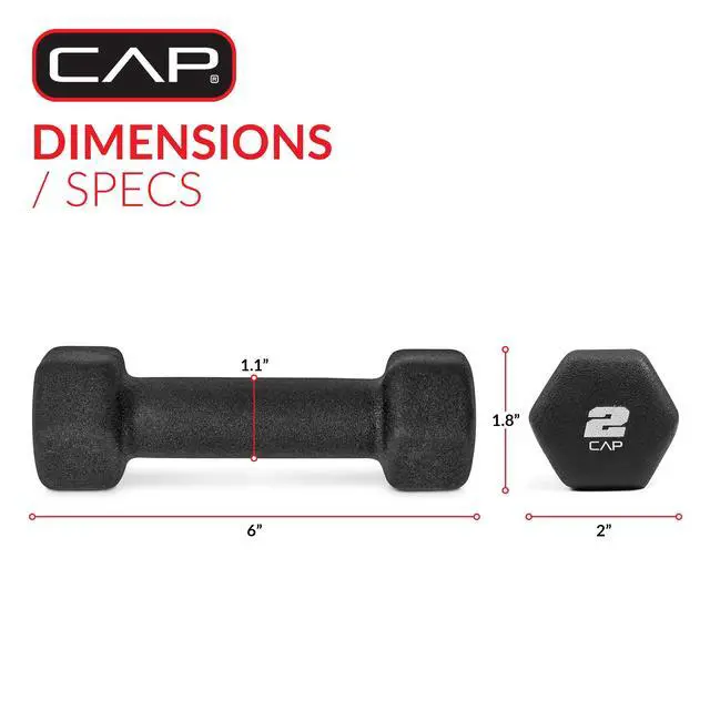 Alt view image 2 of 6 - CAP, 2lb Neoprene Dumbbell, Black, Single