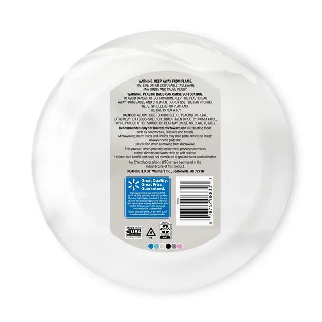 Alt view image 7 of 7 - Great Value Soak-Proof Foam Plates, White, 9 in, 150 Count