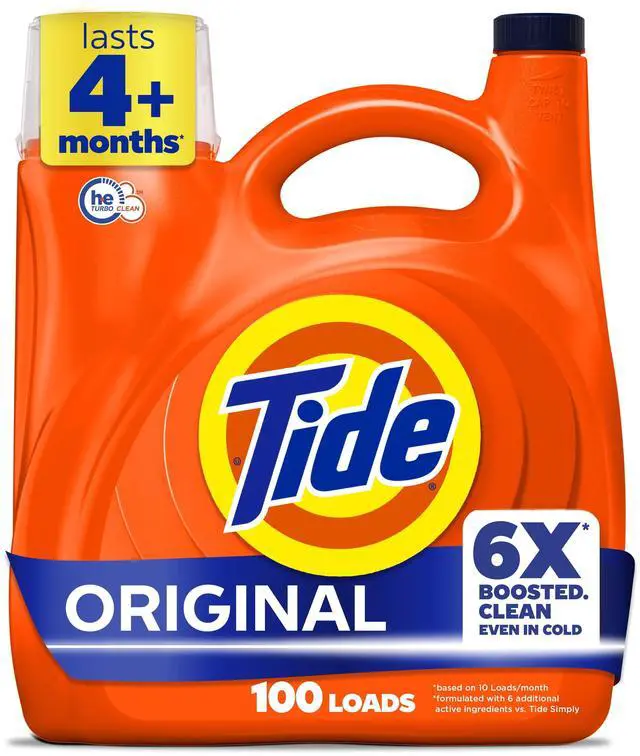 Main image of Tide Original Scent Laundry Detergent Liquid, 125 fl oz, 100 Loads, with 6X Boosted Cleaning Power