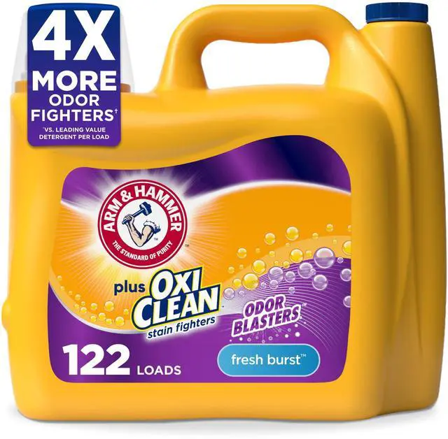 Main image of ARM & HAMMER Plus OxiClean with Odor Blasters Liquid Detergent, Fresh Burst, 158.6 fl oz, 122 Loads