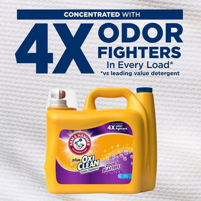 Alt view image 4 of 5 - ARM & HAMMER Plus OxiClean with Odor Blasters Liquid Detergent, Fresh Burst, 158.6 fl oz, 122 Loads