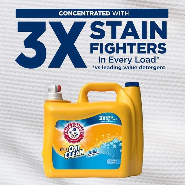 Alt view image 3 of 5 - ARM & HAMMER Plus OxiClean Ultra Stain Fighters Liquid Laundry Detergent, Fresh Scent, 158.6 Fl Oz