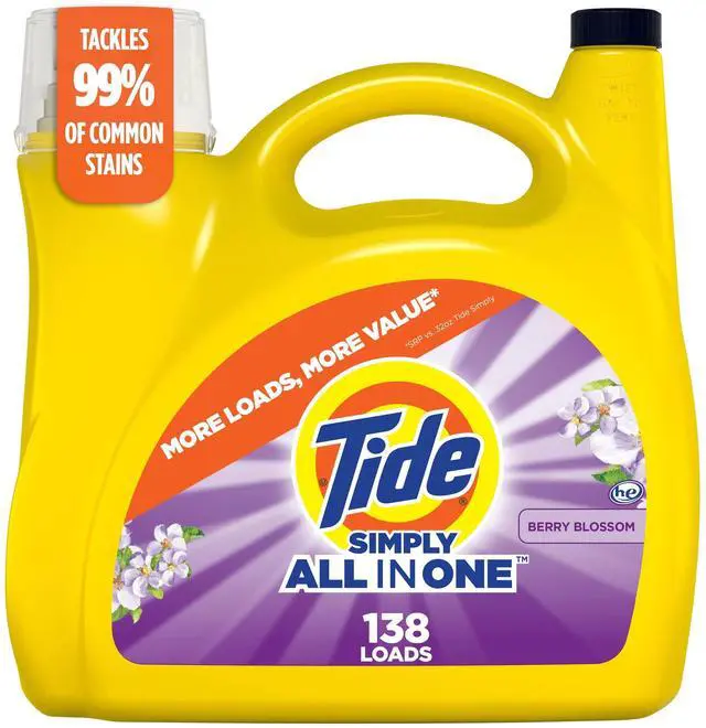 Main image of Tide Simply Liquid Laundry Detergent, Clean & Fresh, Berry Blossom Scent, 138 Loads, 173 fl oz