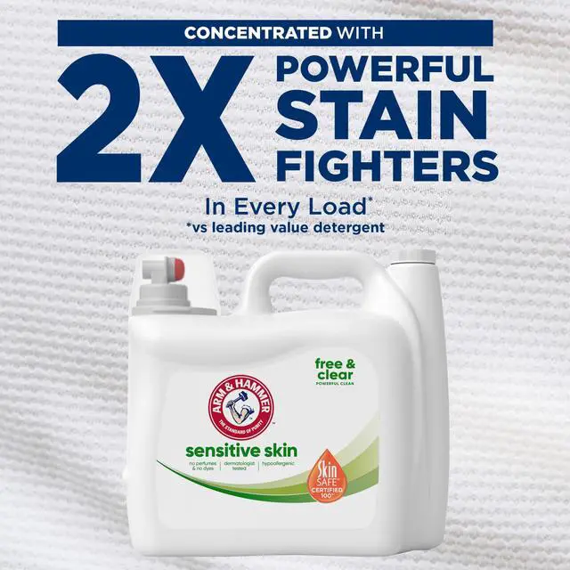 Alt view image 2 of 5 - ARM & HAMMER Sensitive Skin Free & Clear Liquid Laundry Detergent Soap, 170 Loads, 170 fl oz