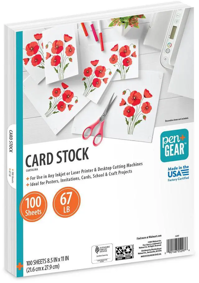 Main image of Pen+Gear White Card Stock 8.5" x 11" 67 lb 100 Sheets
