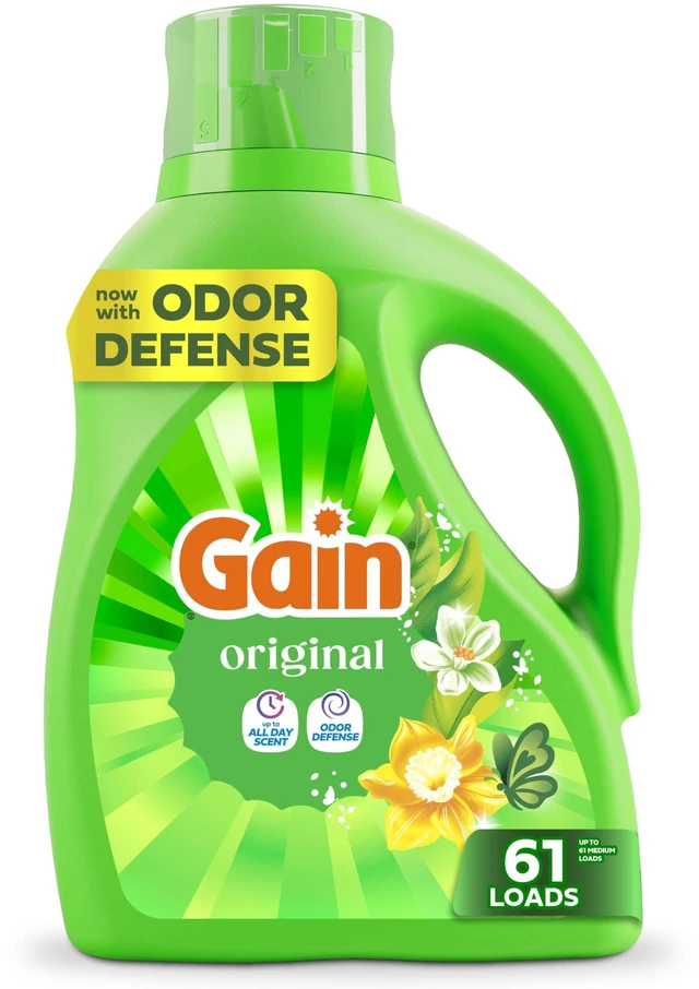 Main image of Gain Liquid Laundry Detergent with Odor Defense, Original Scent, Laundry Soap for HE Washing Machines, 81 fl oz, 61 Loads (Packaging May Vary)