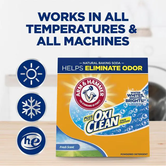 Alt view image 4 of 6 - ARM & HAMMER Plus OxiClean Powder Laundry Detergent, 3.48 lbs, Fresh Scent