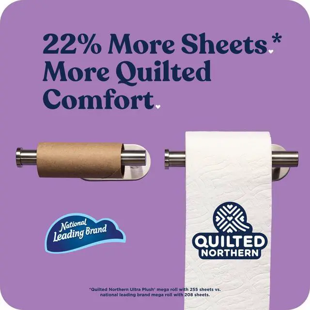 Alt view image 3 of 6 - Quilted Northern Ultra Plush Toilet Paper 6 Mega Rolls Equals 24 Regular Rolls