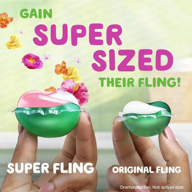 Alt view image 4 of 6 - Gain Super Flings Laundry Detergent Pacs, Hibiscus Hula Scent, 18 Count, Irresistibly Clean and Fresh Washing Detergent Pacs