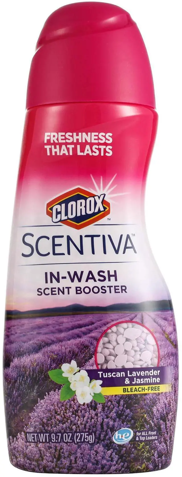 Main image of Clorox Scentiva Scent Booster Beads Tuscan Lavender and Jasmine Laundry Freshener, In-Wash Fragrance Booster for Clothes, Towels, and Linens, Odor Eliminator, Long-Lastin