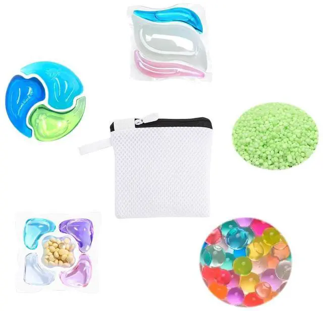 Alt view image 4 of 7 - 2 Pack In-Wash Scent Booster Beads Laundry Bag with Zipper, Laundry Detergent Pacs Wash Bags for Soap Pacs, Pods, Sheets, Scent Crystals, Washing Machine Cleaner Descaler
