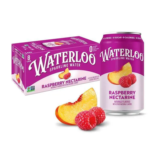 Alt view image 4 of 5 - Waterloo Sparkling Water Raspberry Nectarine 12 fl oz 8 Pack Cans