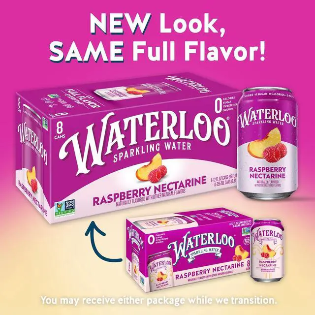 Alt view image 3 of 5 - Waterloo Sparkling Water Raspberry Nectarine 12 fl oz 8 Pack Cans