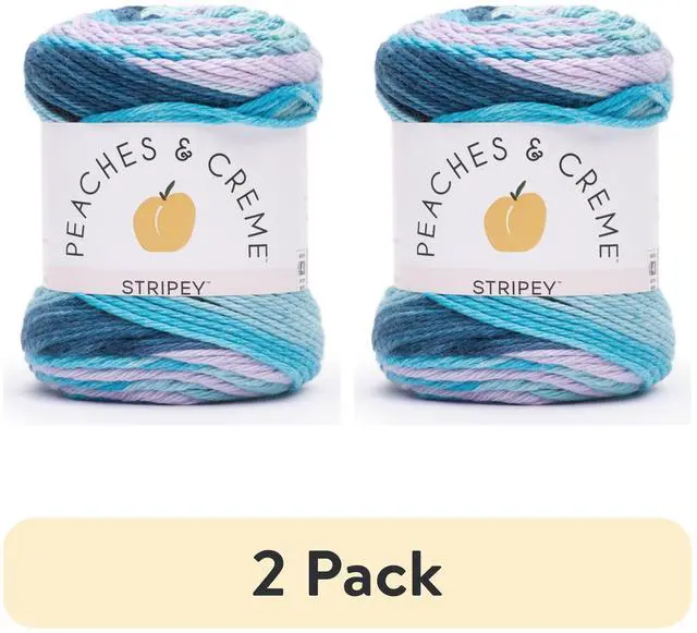 Main image of Peaches & Creme Stripey 4 Medium Cotton Yarn, Evening Sea, 2 Pack, 2oz/56.7g, 102 Yards