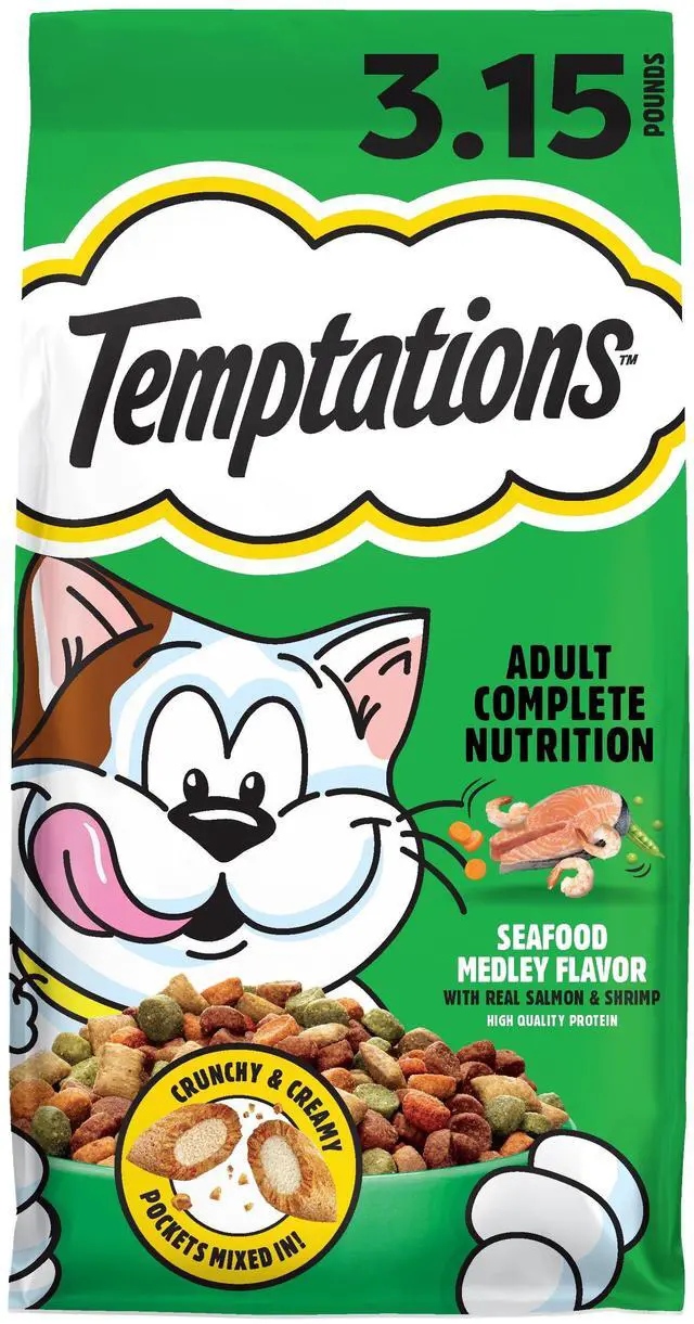 Main image of Temptations Dry Cat Food Seafood Medley Flavor, 3.15 Lb Bag