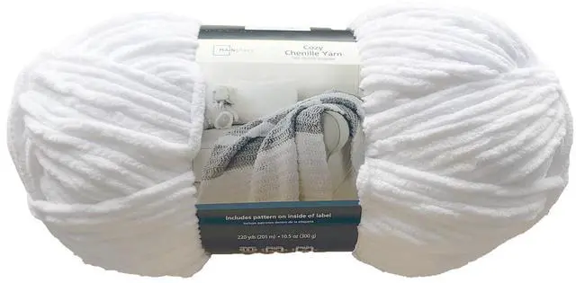 Main image of Mainstays Cozy Chenille Yarn, Bulky, 220 yd, Arctic White, 100% Polyester