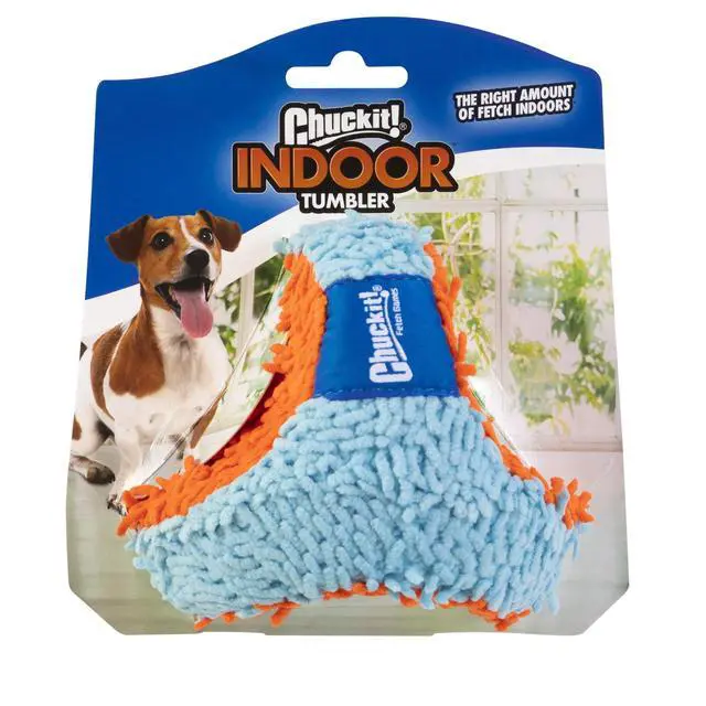 Alt view image 6 of 6 - Chuckit! Indoor Tumbler Fetch Dog Toy for Indoors, Chenille Fabric, 6.5", Pack of 1, Orange and Blue