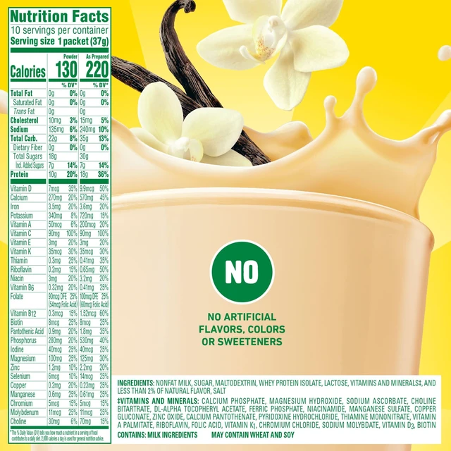 Alt view image 6 of 6 - Carnation Breakfast Essentials High Protein Nutritional Shake Drink Mix Packets, Classic French Vanilla, 10 Count