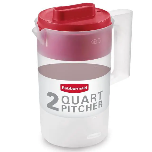 Alt view image 2 of 6 - Rubbermaid Plastic Pitcher, Clear/Red, 2 Quart (2 Pack)