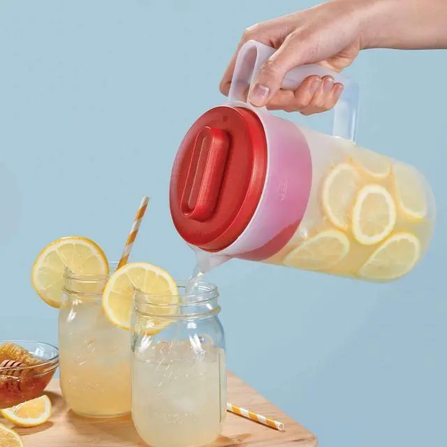 Alt view image 5 of 6 - Rubbermaid Plastic Pitcher, Clear/Red, 2 Quart (2 Pack)