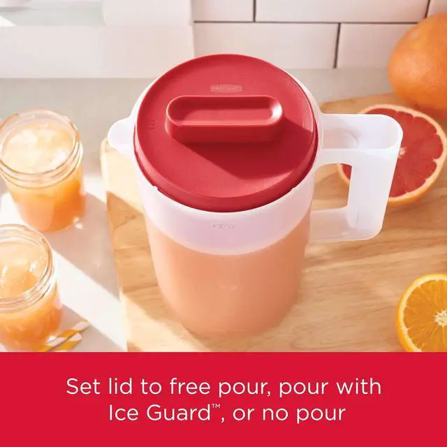 Alt view image 6 of 6 - Rubbermaid Plastic Pitcher, Clear/Red, 2 Quart (2 Pack)