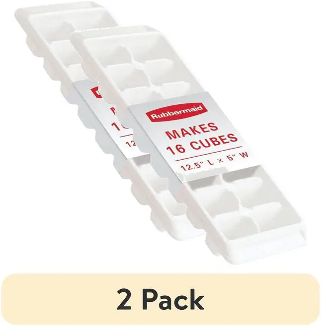 Main image of Rubbermaid Quick Release Ice Cube Tray, Plastic, White, Rectangular (2 Pack)