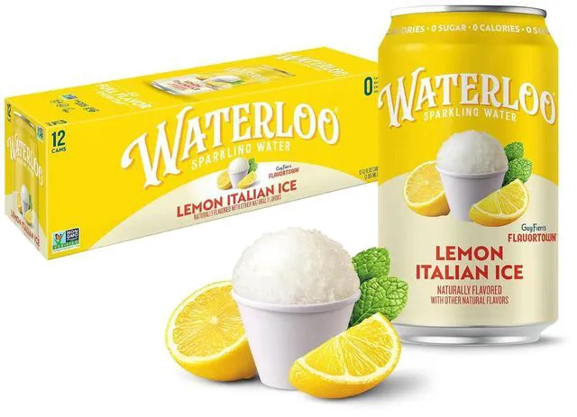 Main image of Waterloo Sparkling Water Lemon Italian Ice, 12 Fl Oz Cans, 12-Pack