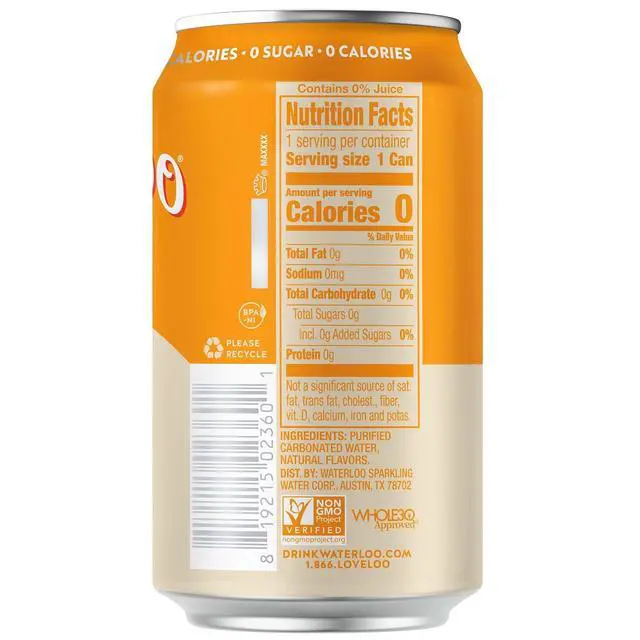 Alt view image 3 of 6 - Waterloo Sparkling Water Ruby Red Tangerine 12 Fl Oz Cans (Pack of 12)