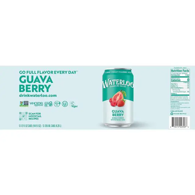 Alt view image 4 of 6 - Waterloo Sparkling Water Guava Berry 12 Fl Oz Cans Pack of 12