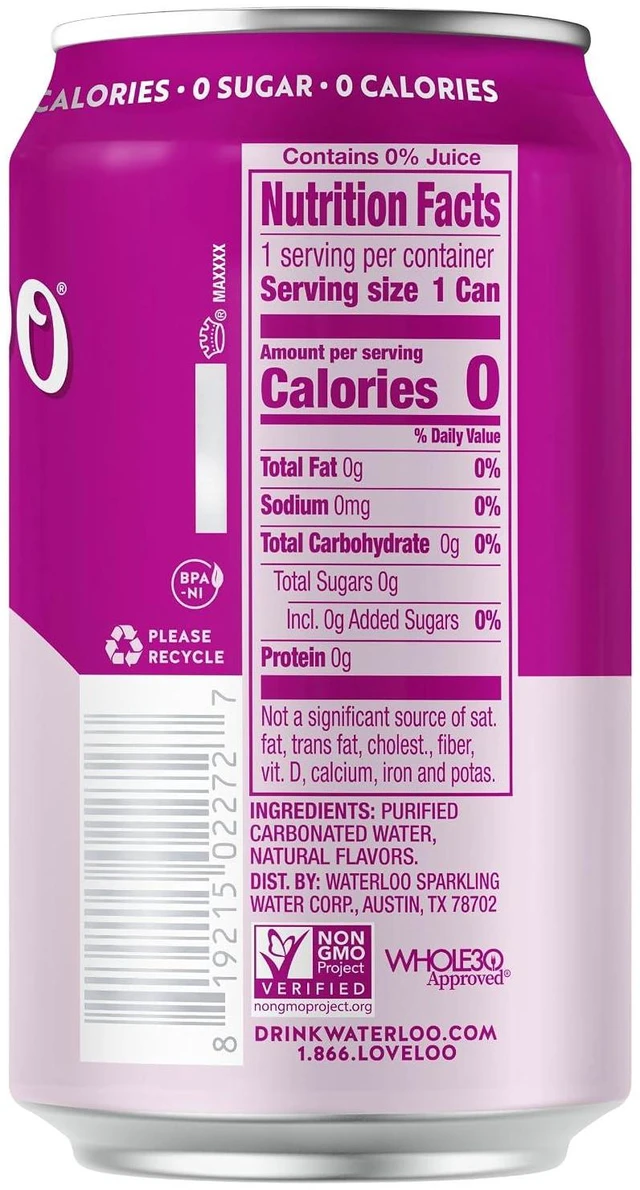 Alt view image 5 of 6 - Waterloo Sparkling Water, Raspberry Nectarine, 12 Fl Oz Cans, Pack of 12