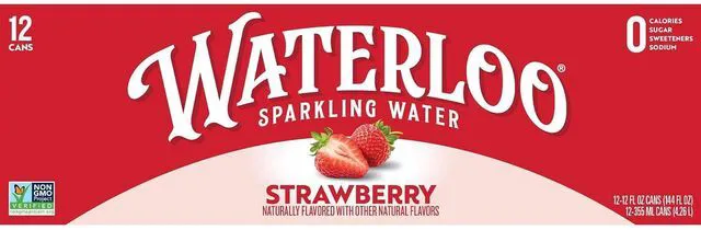 Alt view image 2 of 6 - Waterloo Strawberry Sparkling Water, 12 Fl Oz Cans (Pack of 12)