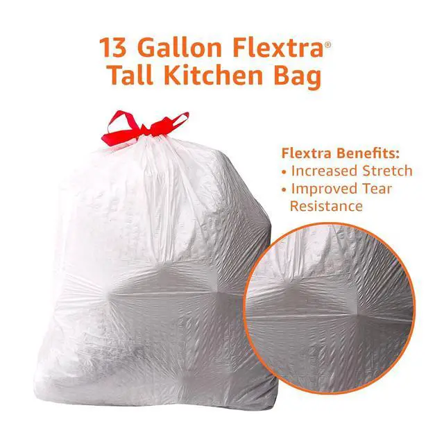 Alt view image 5 of 6 - Basics Flextra Strength Tall Kitchen Drawstring Trash Bags, Fresh Scent, Tear Resistant, 13 Gallon, 50 Count