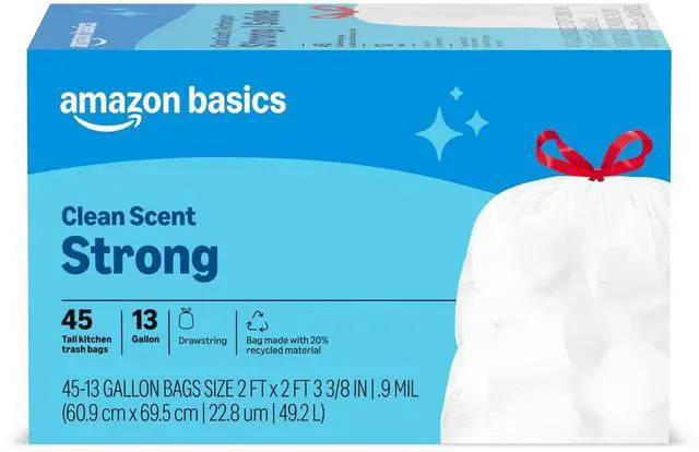 Main image of Tall Kitchen Drawstring Trash Bags, Clean Scent, 13 Gallon, 45 Count, Packaging May Vary