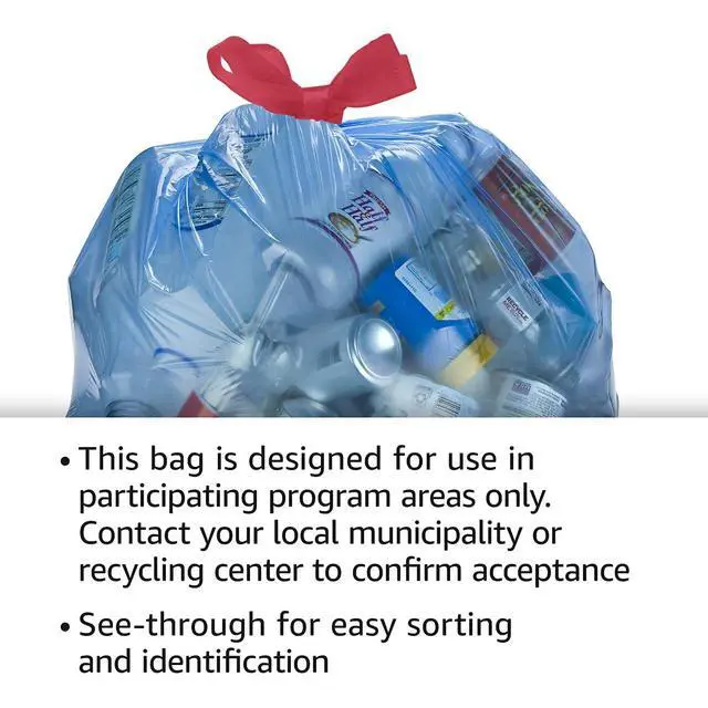 Alt view image 6 of 6 - Basics Blue Recycling Drawstring Trash Bags, Tall Kitchen, Unscented, 13 Gallon, 60 Count