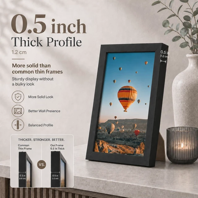 Alt view image 5 of 7 - JCJMY 8.5x11 Inch Black Picture Frame for Certificate, Poster and Photo, Horizontal and Vertical Formats for Wall Hanging or Tabletop, Shatter Resistant Plexiglass