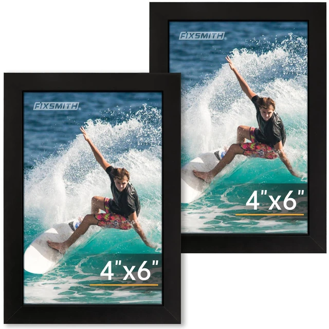 Main image of FIXSMITH 4x6 Picture Frame Set of 2, Black, HD Plexiglass, Wall Hanging or Tabletop Display Photo Frames