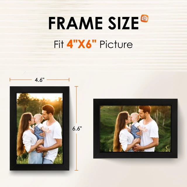 Alt view image 2 of 6 - FIXSMITH 4x6 Picture Frame Set of 2, Black, HD Plexiglass, Wall Hanging or Tabletop Display Photo Frames