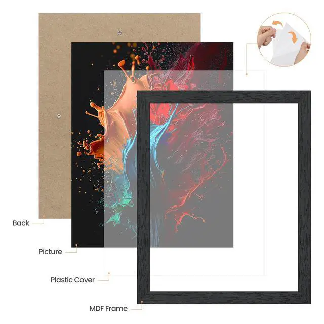 Alt view image 6 of 7 - upsimples Black 8x10 Picture Frame, Wall Gallery Photo Frame with Engineered Wood, 1 Pack
