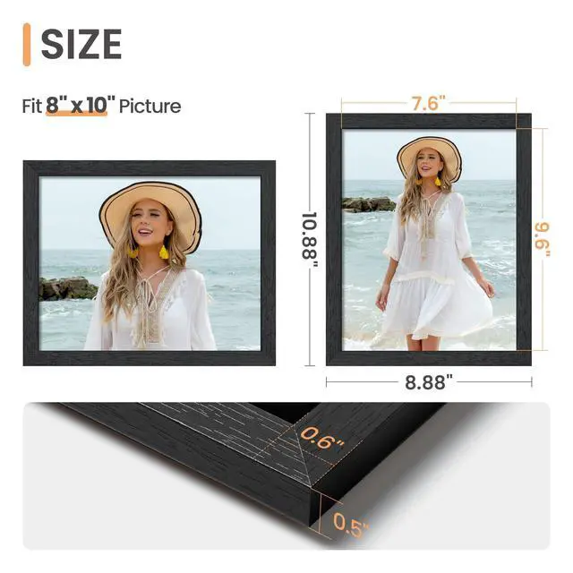 Alt view image 7 of 7 - upsimples Black 8x10 Picture Frame, Wall Gallery Photo Frame with Engineered Wood, 1 Pack