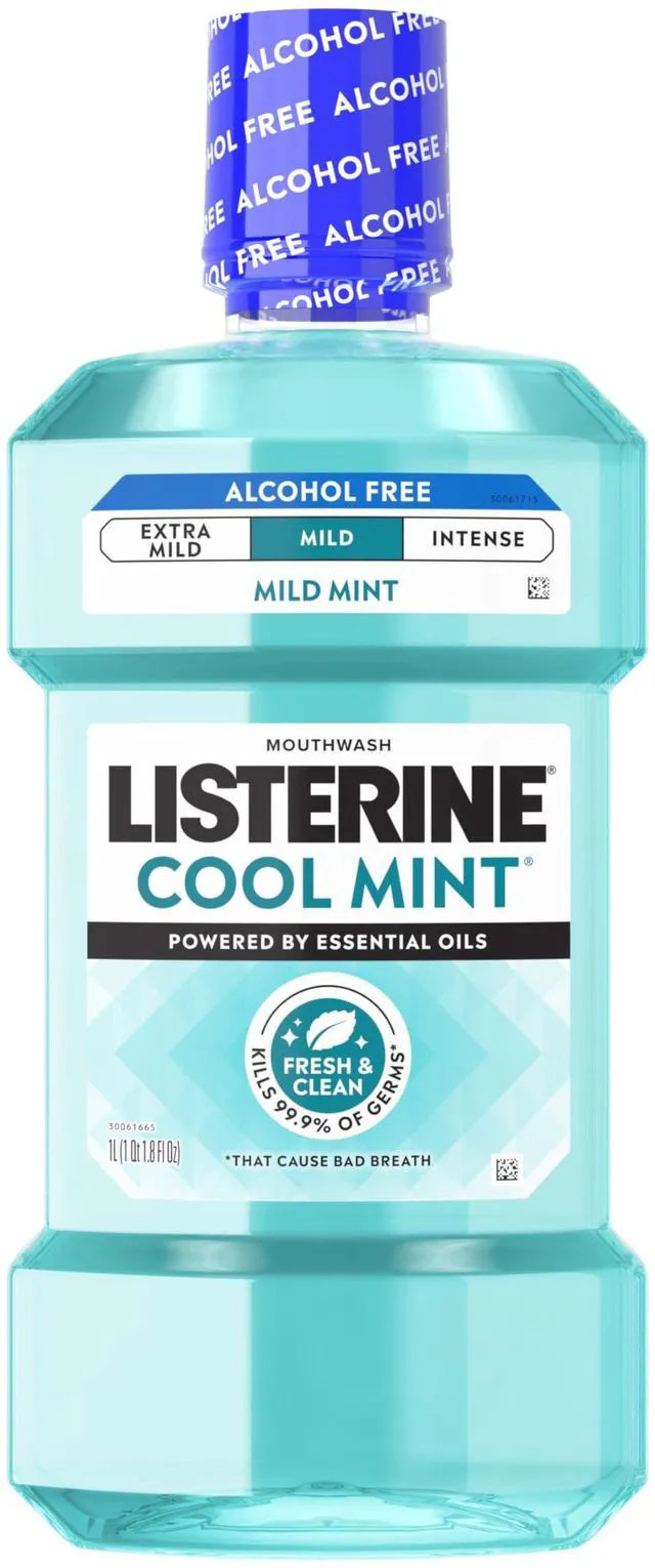 Main image of Listerine Cool Mint Alcohol Free Mouthwash 33.8 fl oz (1 L) Mild Mint