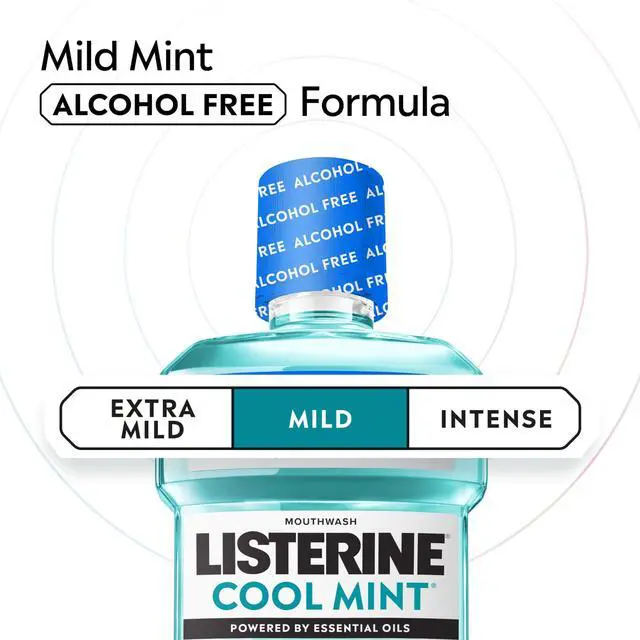 Alt view image 4 of 6 - Listerine Cool Mint Alcohol Free Mouthwash 33.8 fl oz (1 L) Mild Mint