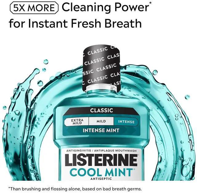 Alt view image 2 of 6 - Listerine Cool Mint Intense Mint Antiseptic Mouthwash, 50.7 fl. oz/1.5 L