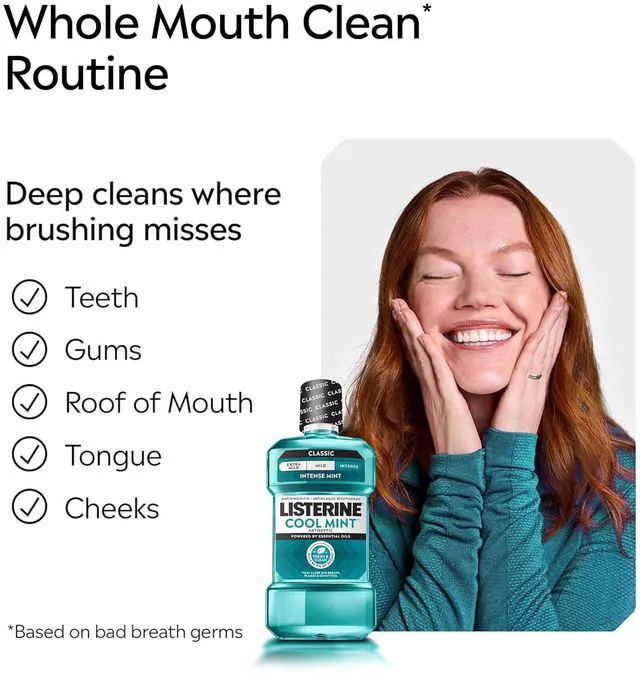 Alt view image 4 of 6 - Listerine Cool Mint Intense Mint Antiseptic Mouthwash, 50.7 fl. oz/1.5 L